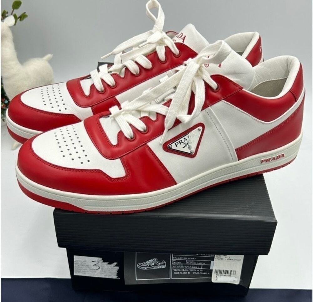 Men’s Prada downtown leather logo sneakers size 12.5 made in Italy